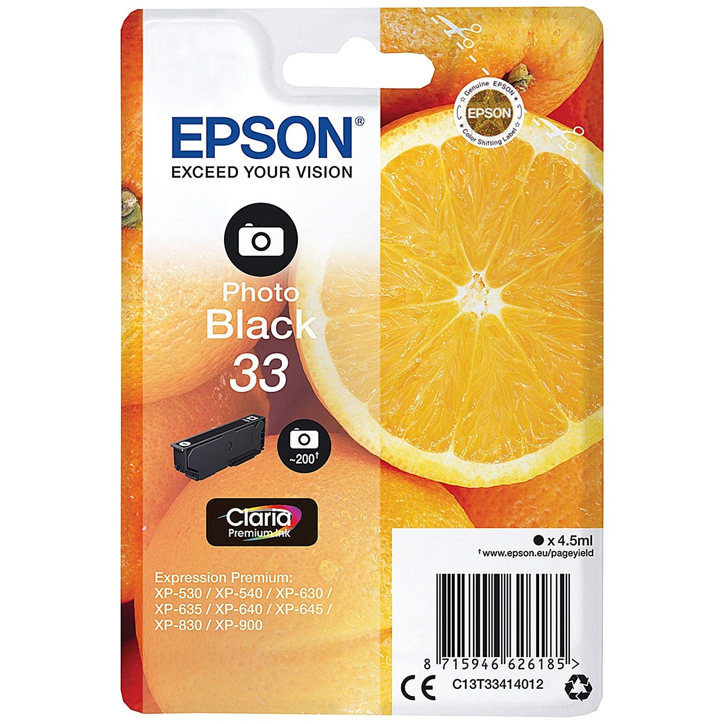 Epson 33 Oranges Ink Cartridge Photo Black C13T33414012 Easy2Order : EP62618