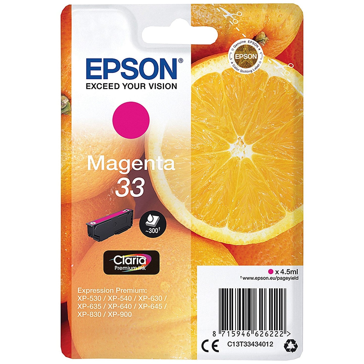 Epson 33 Oranges Ink Cartridge Magenta C13T33434012 Easy2Order : EP62622