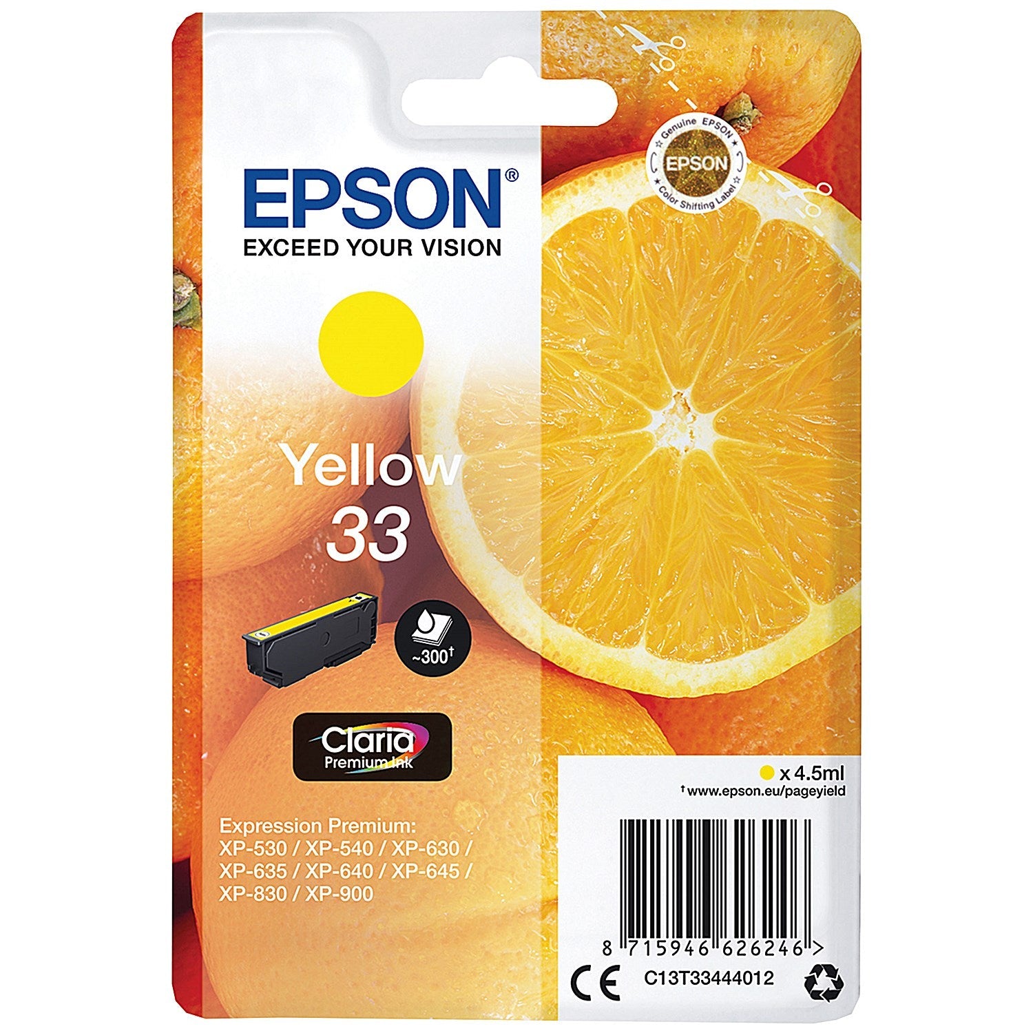 Epson 33 Oranges Ink Cartridge Yellow C13T33444012 Easy2Order : EP62624