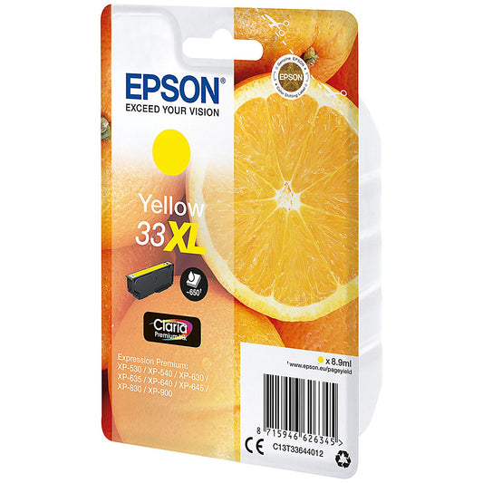 Epson 33XL Oranges Ink Cartridge High Yield Yellow C13T33644012