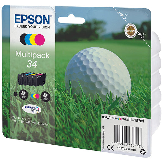 Epson 34 Golf Ball DURABrite Ultra Ink Cartridge CMYK Multipack C13T34664010