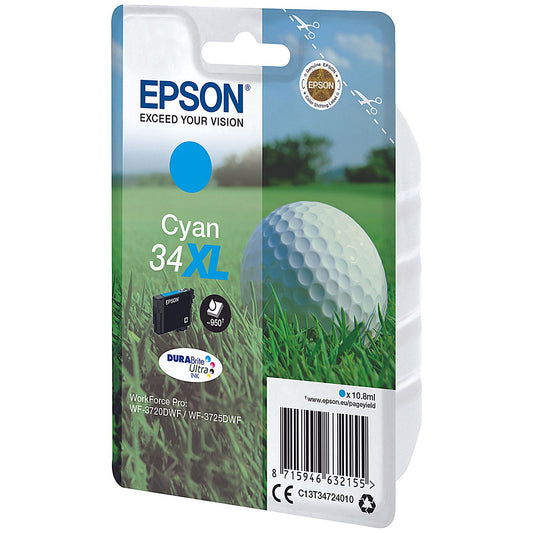 Epson DURABrite 34XL Ultra Cyan High Yield Ink Cartridge