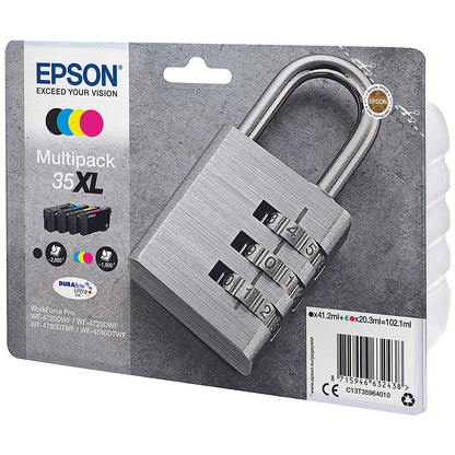 Epson 35XL Padlock DURABrite Ultra Ink Cartridge High Yield CMYK Multipack C13T35964010