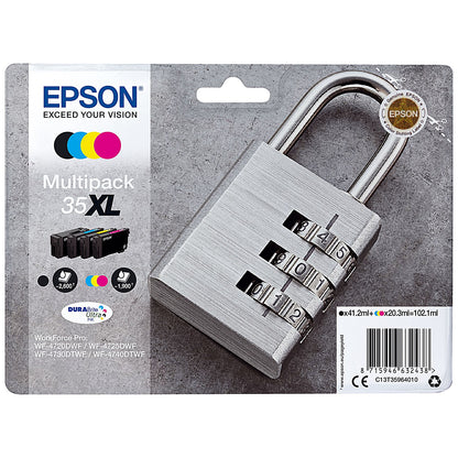 Epson 35XL Padlock DURABrite Ultra Ink Cartridge High Yield CMYK Multipack C13T35964010