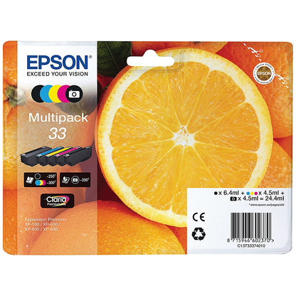 Epson 33 Oranges Claria Premium Ink Cartridge CMYK/Photo Black Multipack C13T33374011