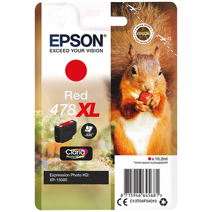 Epson 478XL Squirrel Claria Photo HD Ink Cartridge High Yield Red C13T04F54010