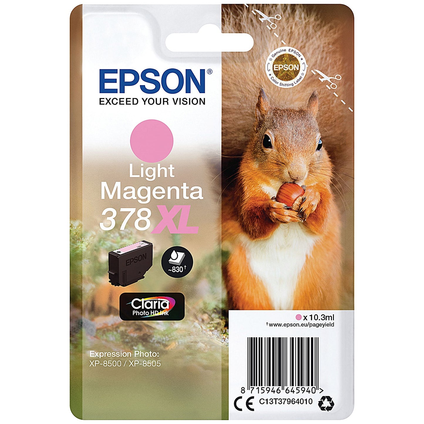 Epson 378XL Squirrel Ink Cartridge High Yield Light Magenta C13T37964010