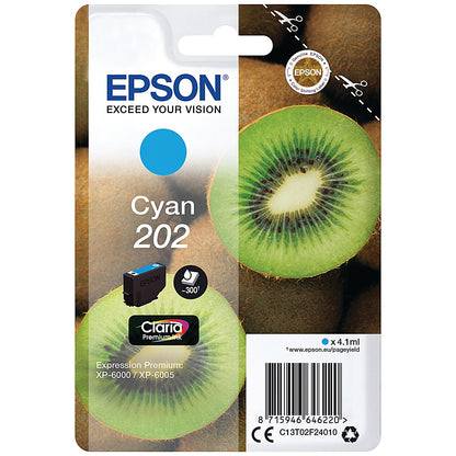 Epson 202 Kiwi Claria Premium Ink Cartridge Cyan C13T02F24010