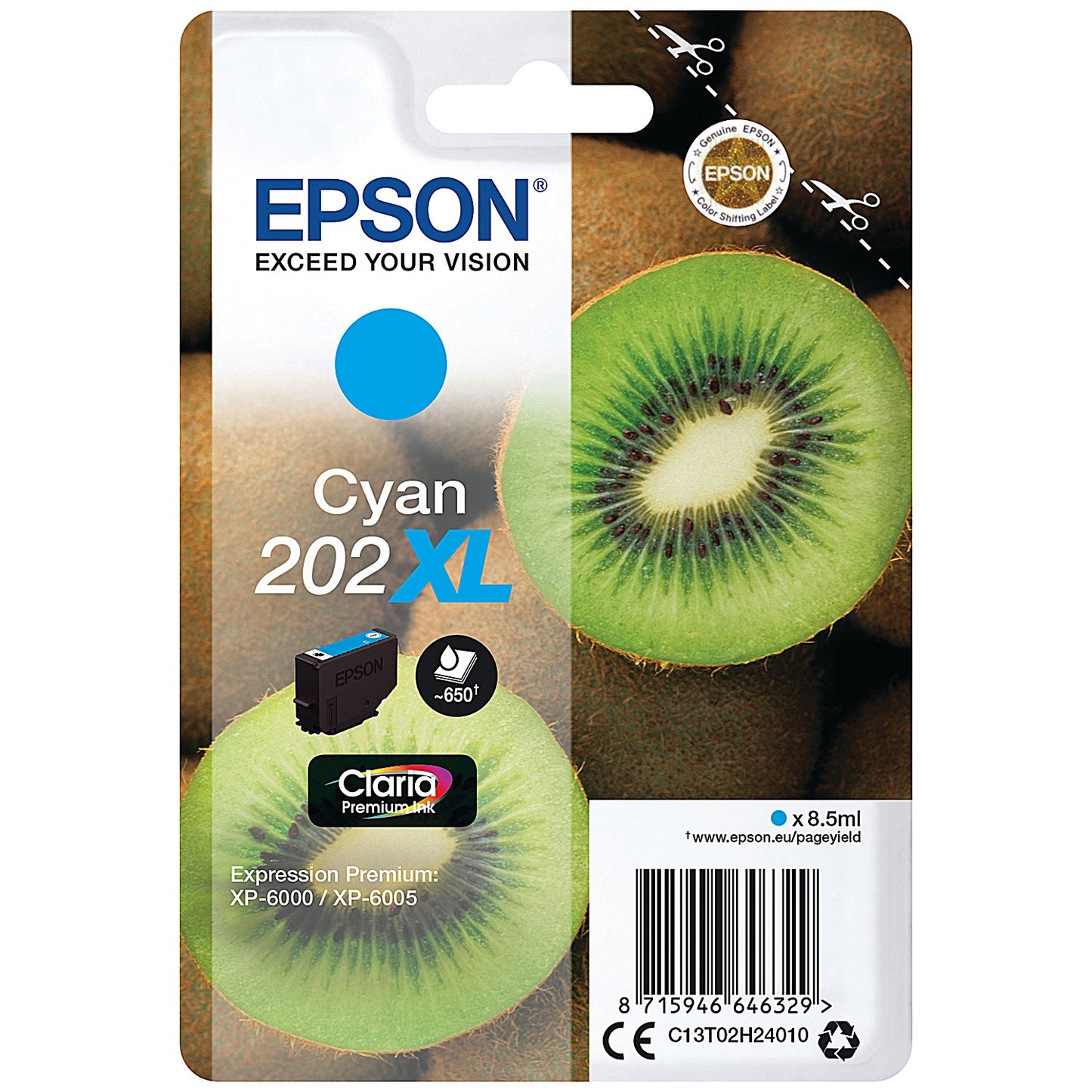 Epson 202XL Kiwi Claria Premium Ink Cartridge High Yield Cyan C13T02H24010