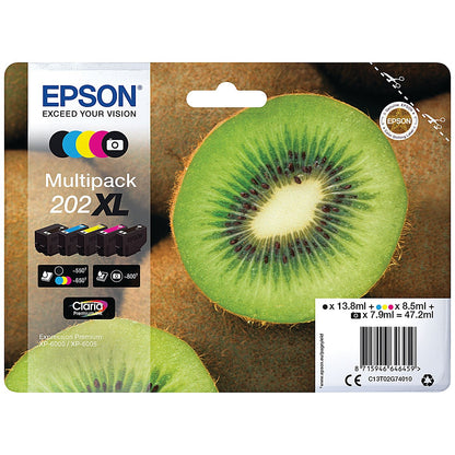Epson 202XL Kiwi Claria Premium Ink Cartridge High Yield CMYK/Photo Black Multipack C13T02G74010 Easy2Order : EP64645