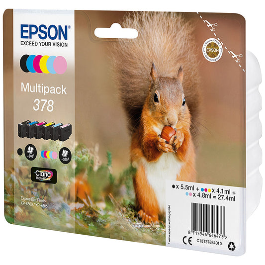Epson 378 Squirrel Claria Photo HD Ink Cartridge CMYK/Lt Cyan/Lt Mag Multipack C13T37884010