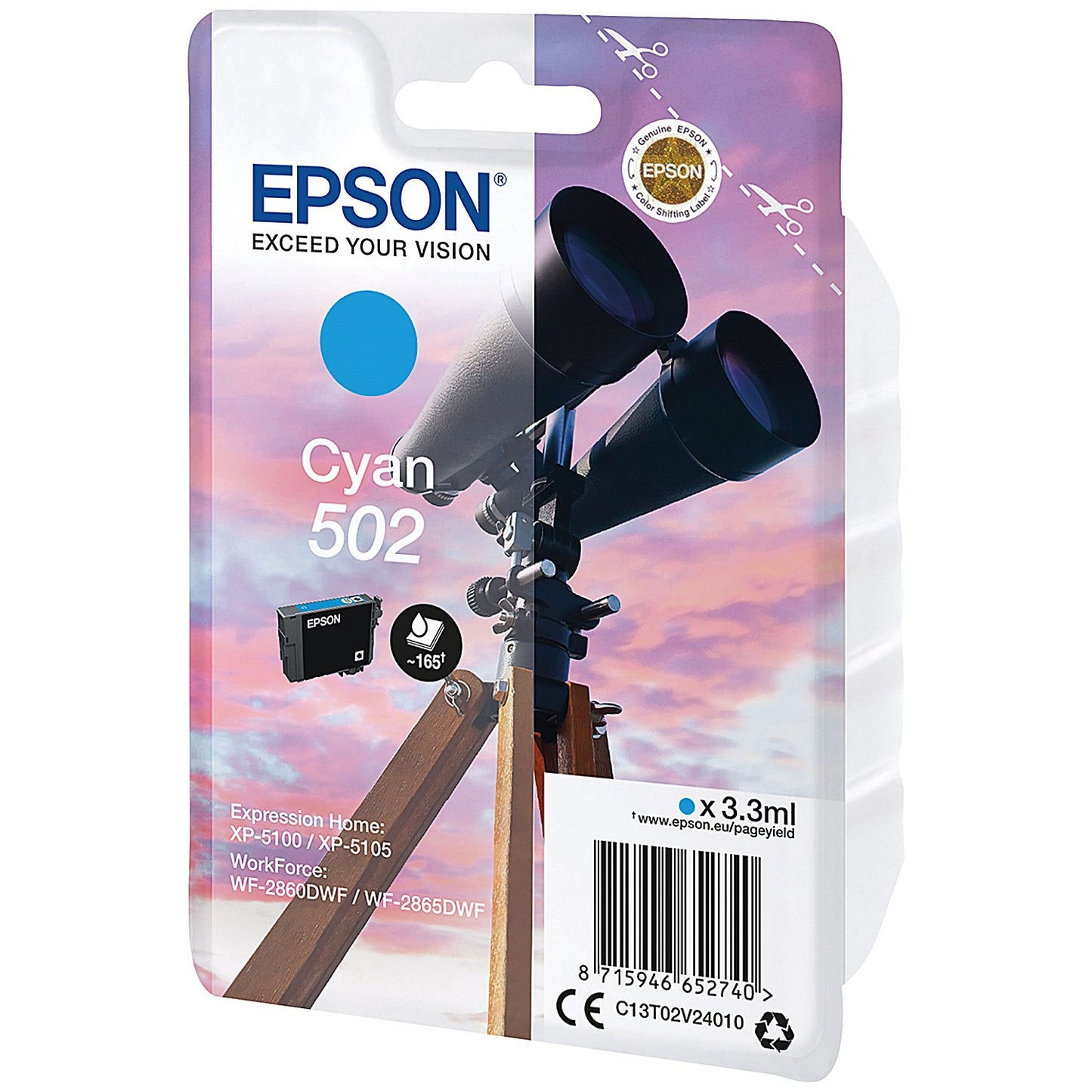 Epson 502 Binoculars Ink Cartridge Cyan C13T02V24010