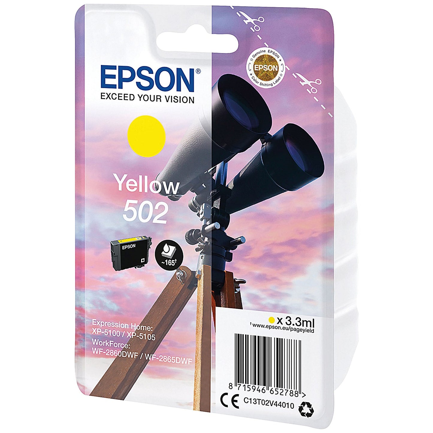 Epson 502 Binoculars Ink Cartridge Yellow C13T02V44010