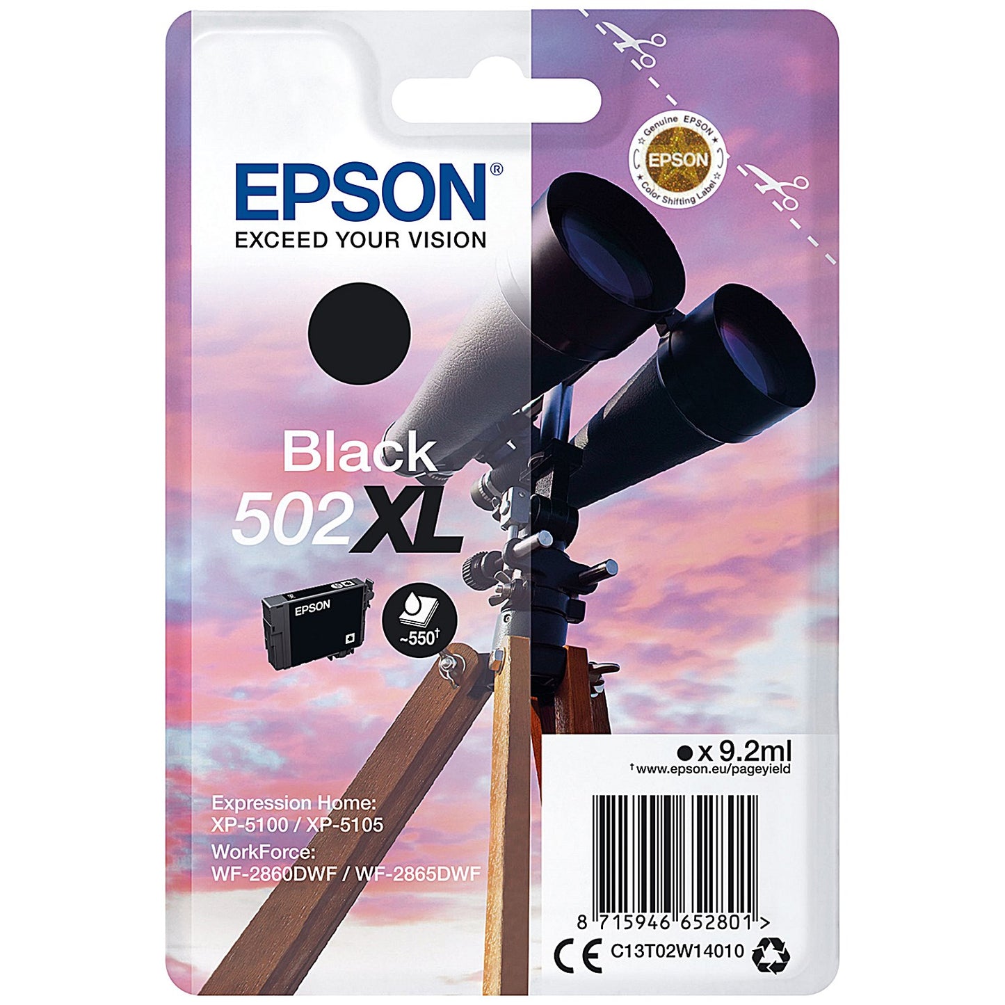 Epson 502XL Binoculars Ink Cartridge High Yield Black C13T02W14010