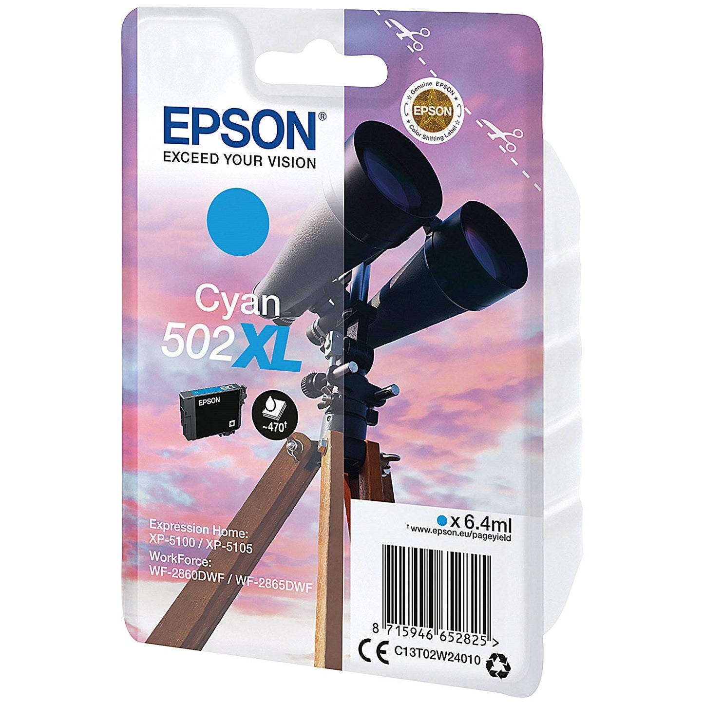 Epson 502XL Binoculars Ink Cartridge High Yield Cyan C13T02W24010