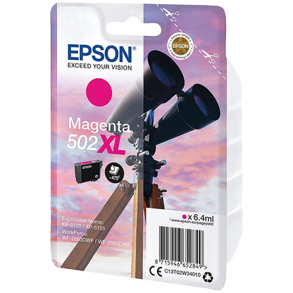 Epson 502XL Binoculars Ink Cartridge High Yield Magenta C13T02W34010