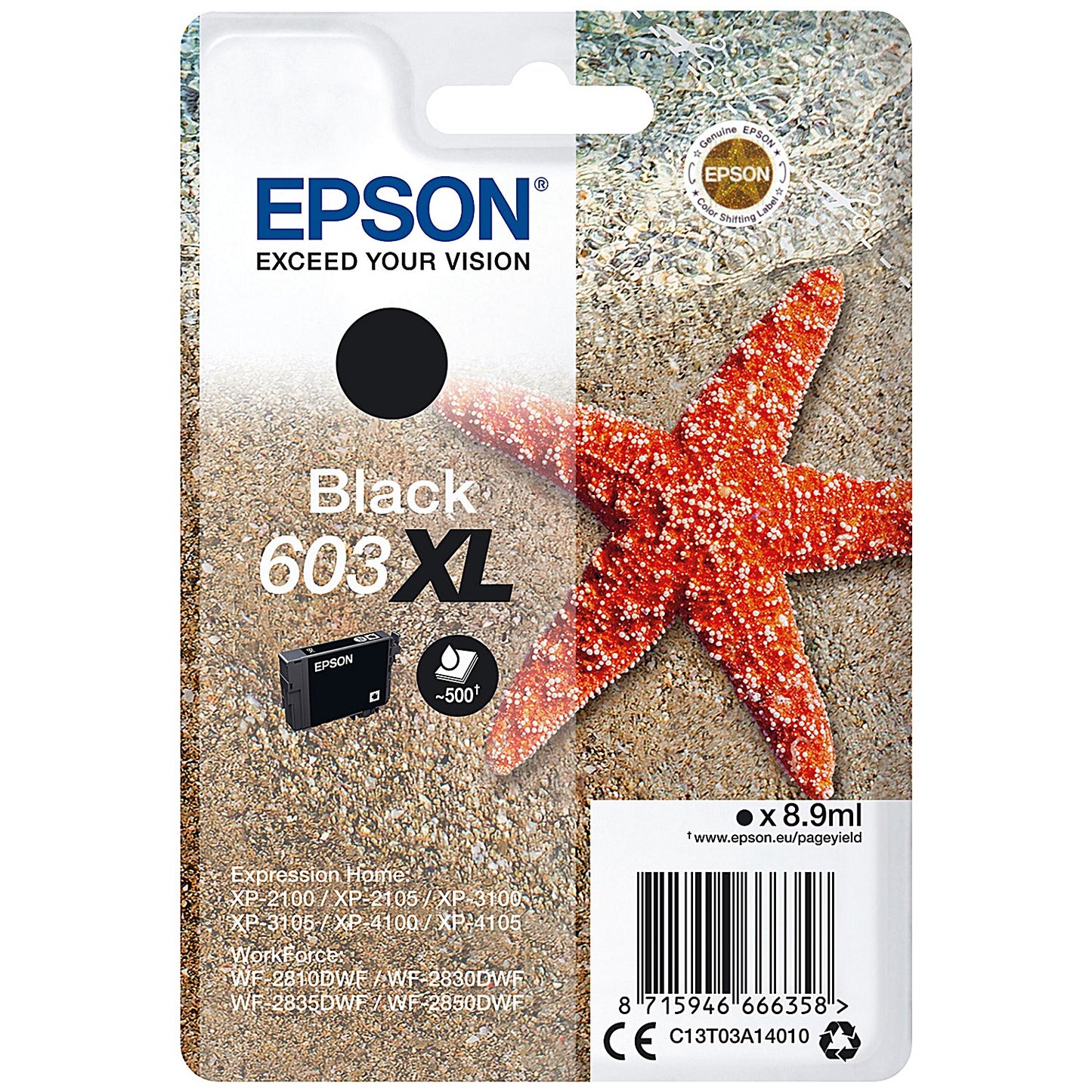 Epson 603XL Starfish Ink Cartridge High Yield Black C13T03A14010