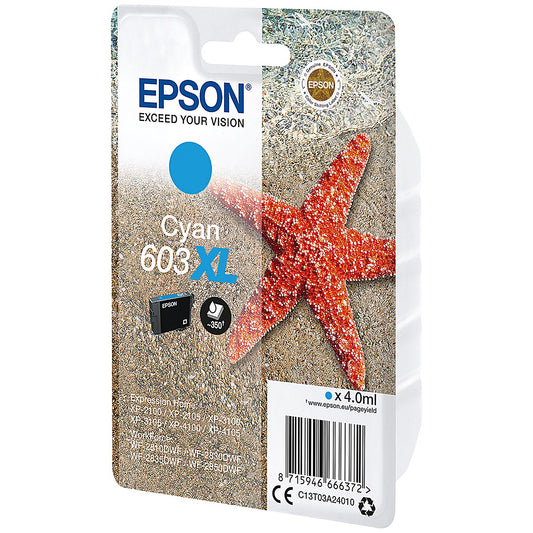 Epson 603XL Starfish Ink Cartridge High Yield Cyan C13T03A24010