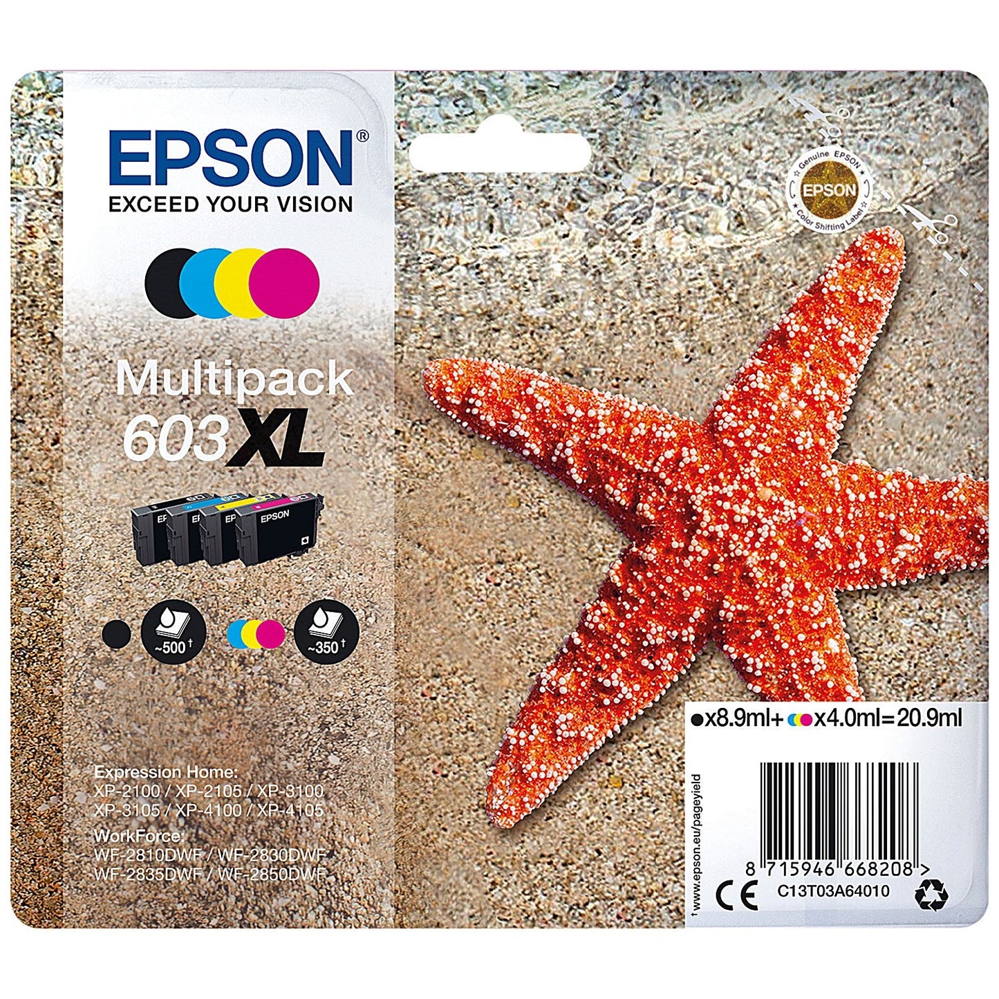 Epson 603XL Starfish Ink Cartridge High Yield CMYK Multipack C13T03A64010 Easy2Order : EP66820