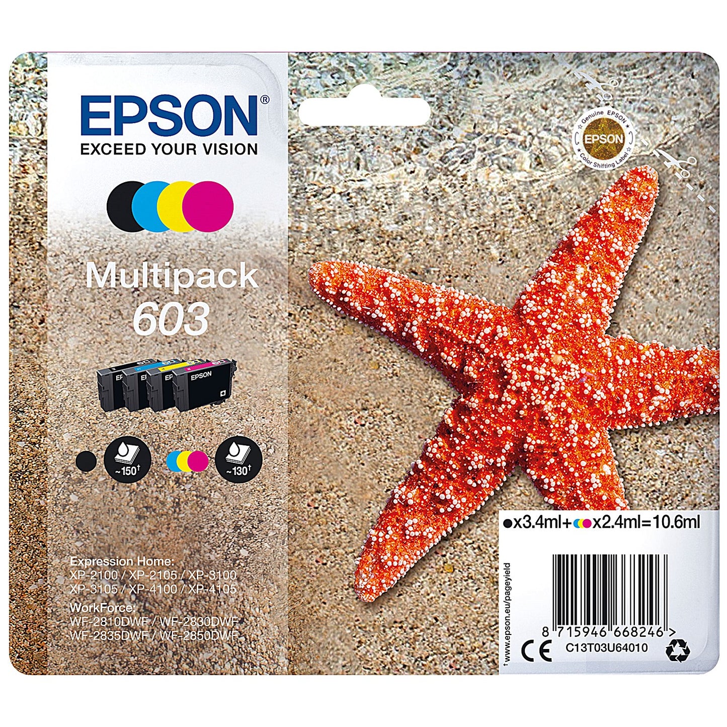 Epson 603 Starfish Ink Cartridge CMYK Multipack C13T03U64010