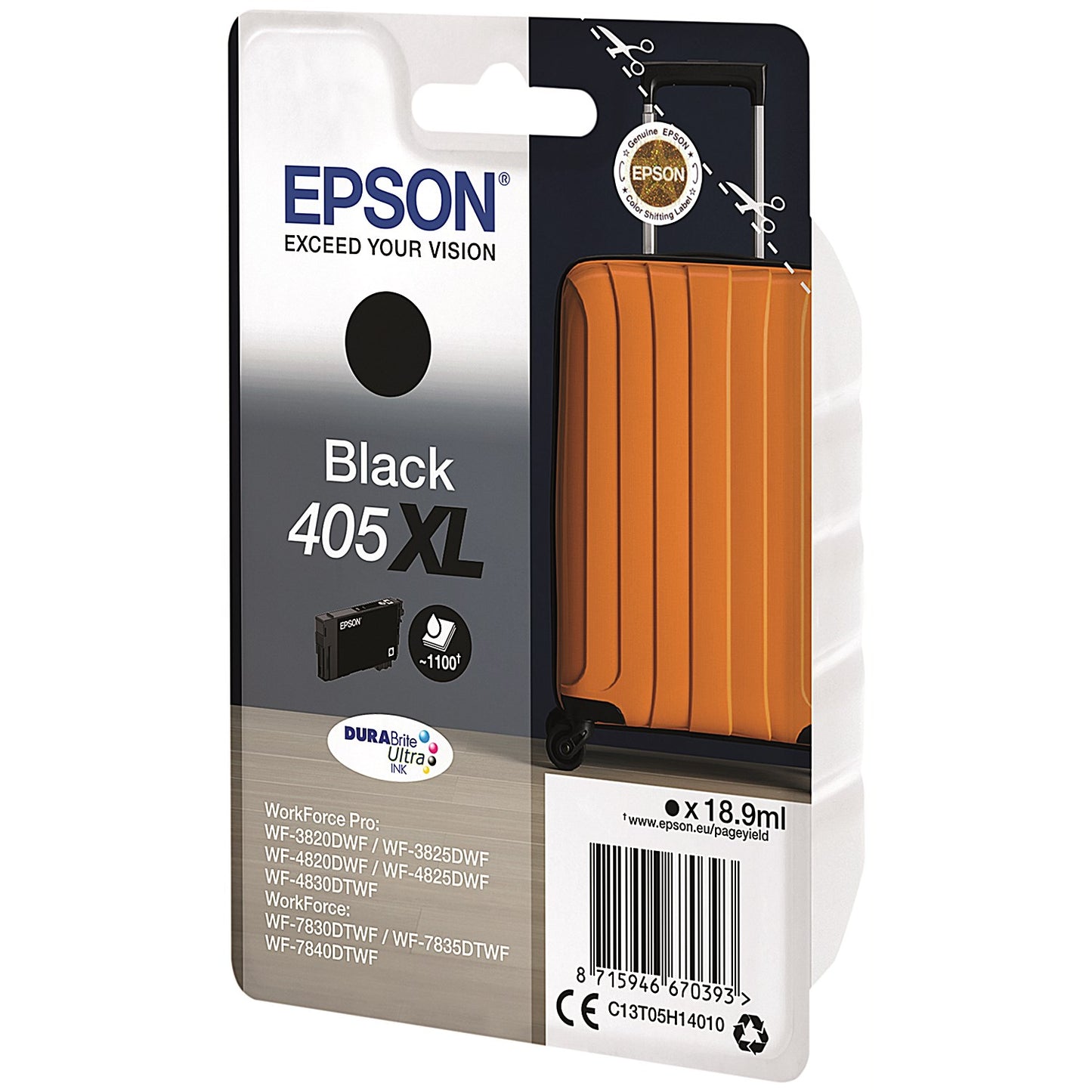 Epson 405XL Suitcase DURABrite Ultra Ink Cartridge High Yield Black C13T05H14010