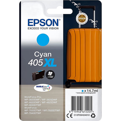 Epson 405XL Suitcase DURABrite Ultra Ink Cartridge High Yield Cyan C13T05H24010