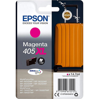 Epson 405XL Suitcase DURABrite Ultra Ink Cartridge High Yield Magenta C13T05H34010