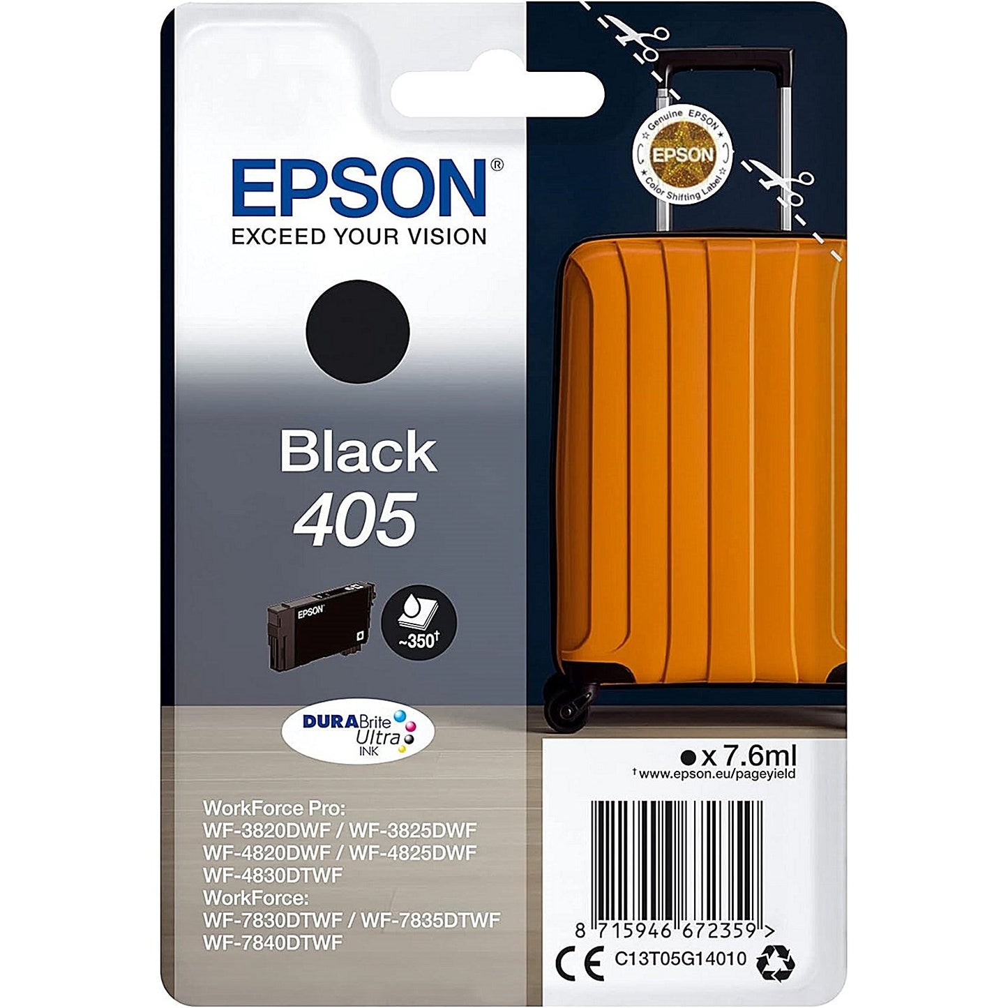 Epson 405 Suitcase DURABrite Ultra Ink Cartridge Black C13T05G14010 Easy2Order : EP67235