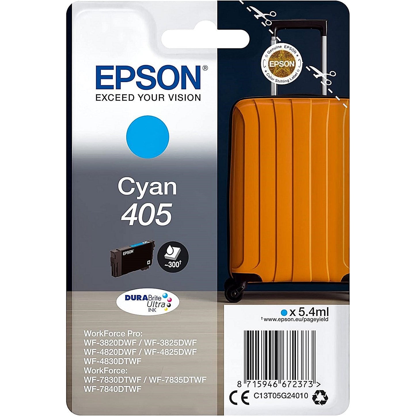 Epson 405 Suitcase DURABrite Ultra Ink Cartridge Cyan C13T05G24010 Easy2Order : EP67237