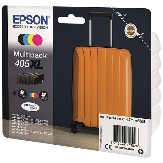 Epson 405XL Suitcase DURABrite Ultra Ink Cartridge High Yield CMYK C13T05H64010