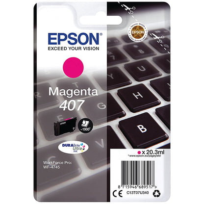 Epson 407 Keyboard DURABrite Ultra Ink Cartridge Magenta C13T07U340 Easy2Order : EP68951