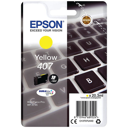 Epson 407 Keyboard DURABrite Ultra Ink Cartridge Yellow C13T07U440 Easy2Order : EP68952