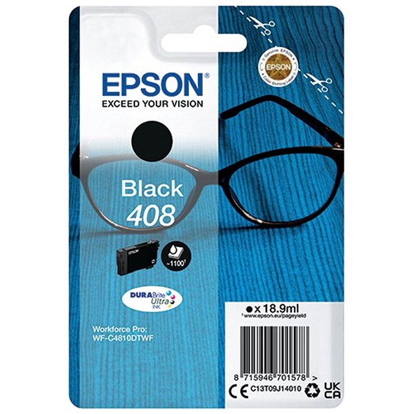 Epson 408 Glasses DURABrite Ultra Ink Cartridge Black C13T09J14010 Easy2Order : EP70157