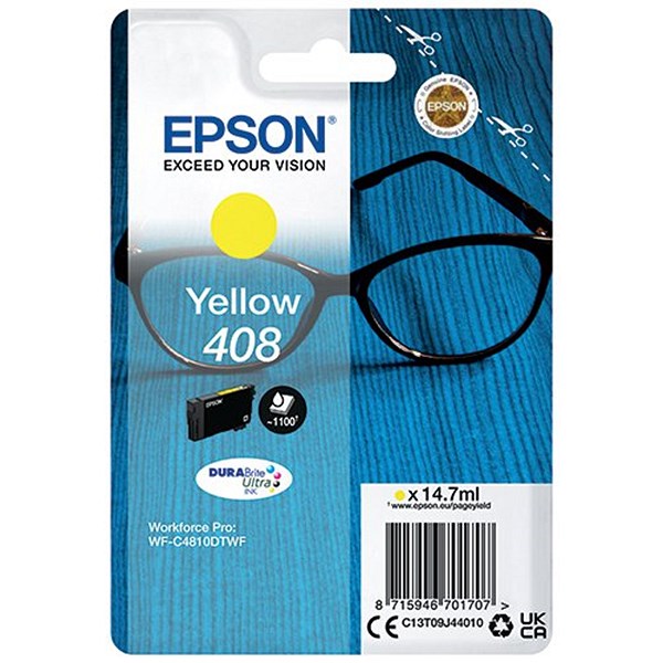 Epson 408 Glasses DURABrite Ultra Ink Cartridge Yellow C13T09J44010 Easy2Order : EP70170