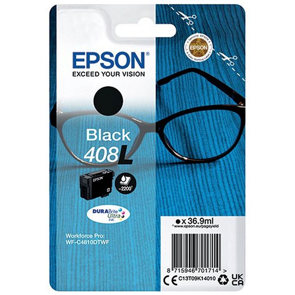 Epson 408L Glasses DURABrite Ultra Ink Cartridge High Yield Black C13T09K14010 Easy2Order : EP70171