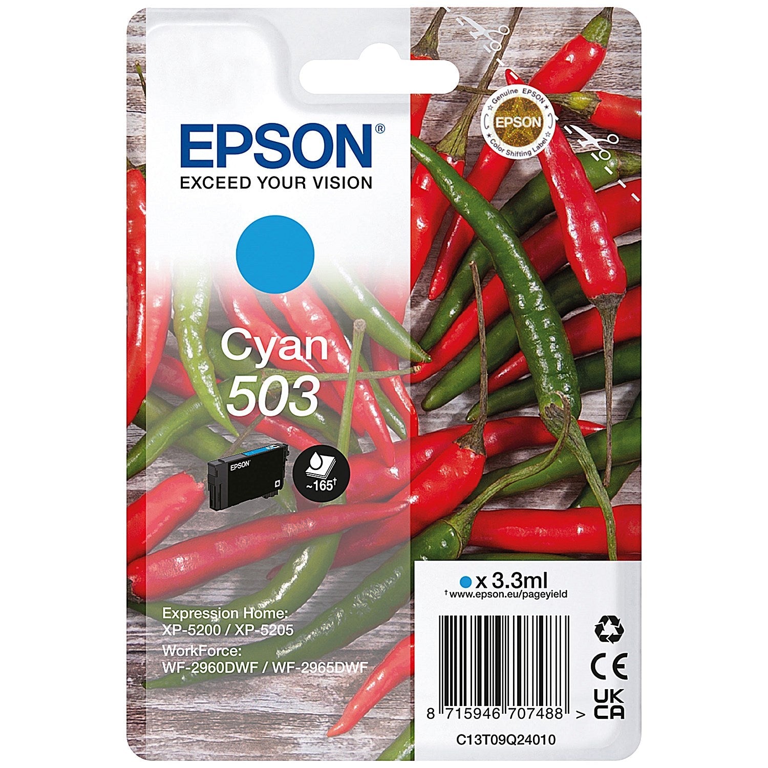 Epson 503 Chillies Ink Cartridge Cyan C13T09Q24010 Easy2Order : EP70748