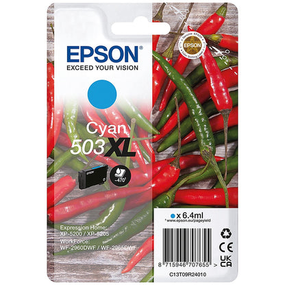Epson 503XL Chillies Ink Cartridge High Yield Cyan C13T09R24010 Easy2Order : EP70765