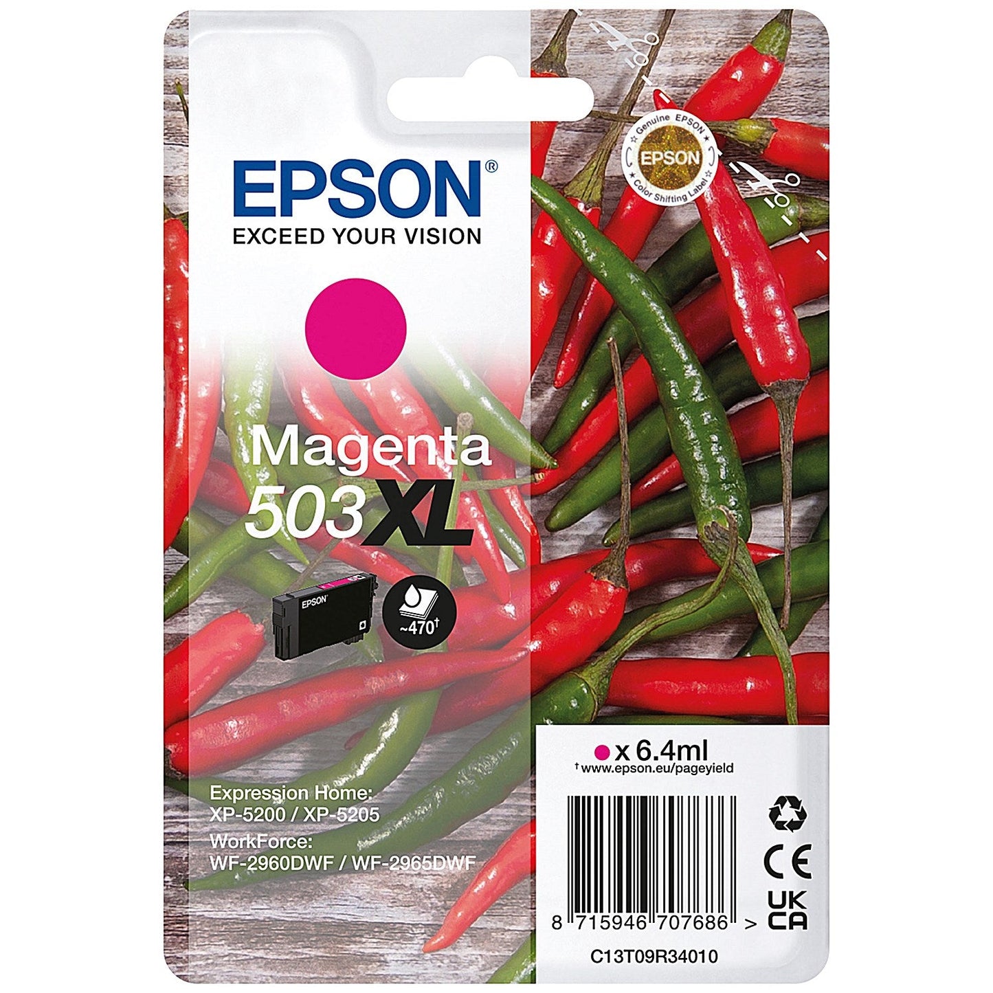 Epson 503XL Chillies Ink Cartridge High Yield Magenta C13T09R34010 Easy2Order : EP70768