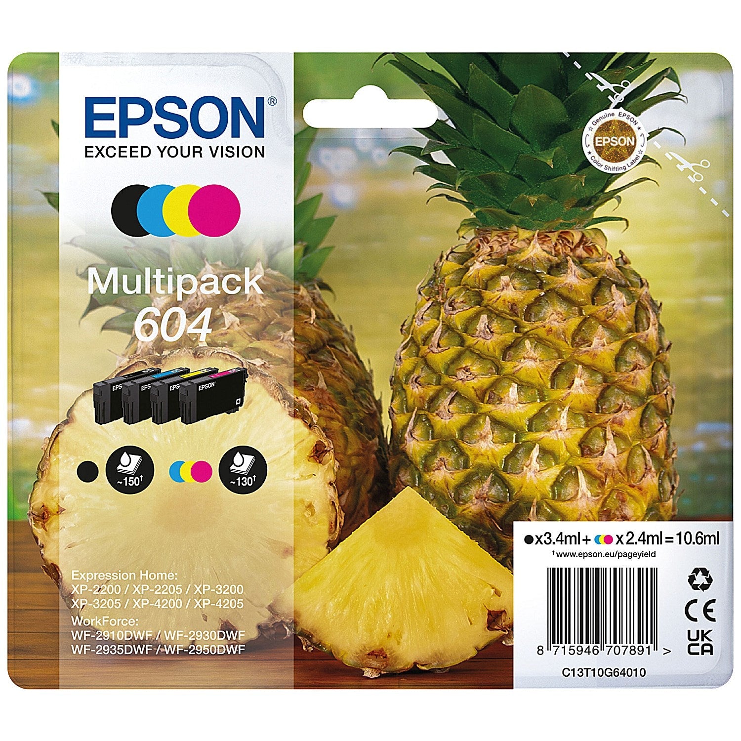 Epson 604 Pineapple Ink Cartridge CMYK Multipack C13T10G64010 Easy2Order : EP70789