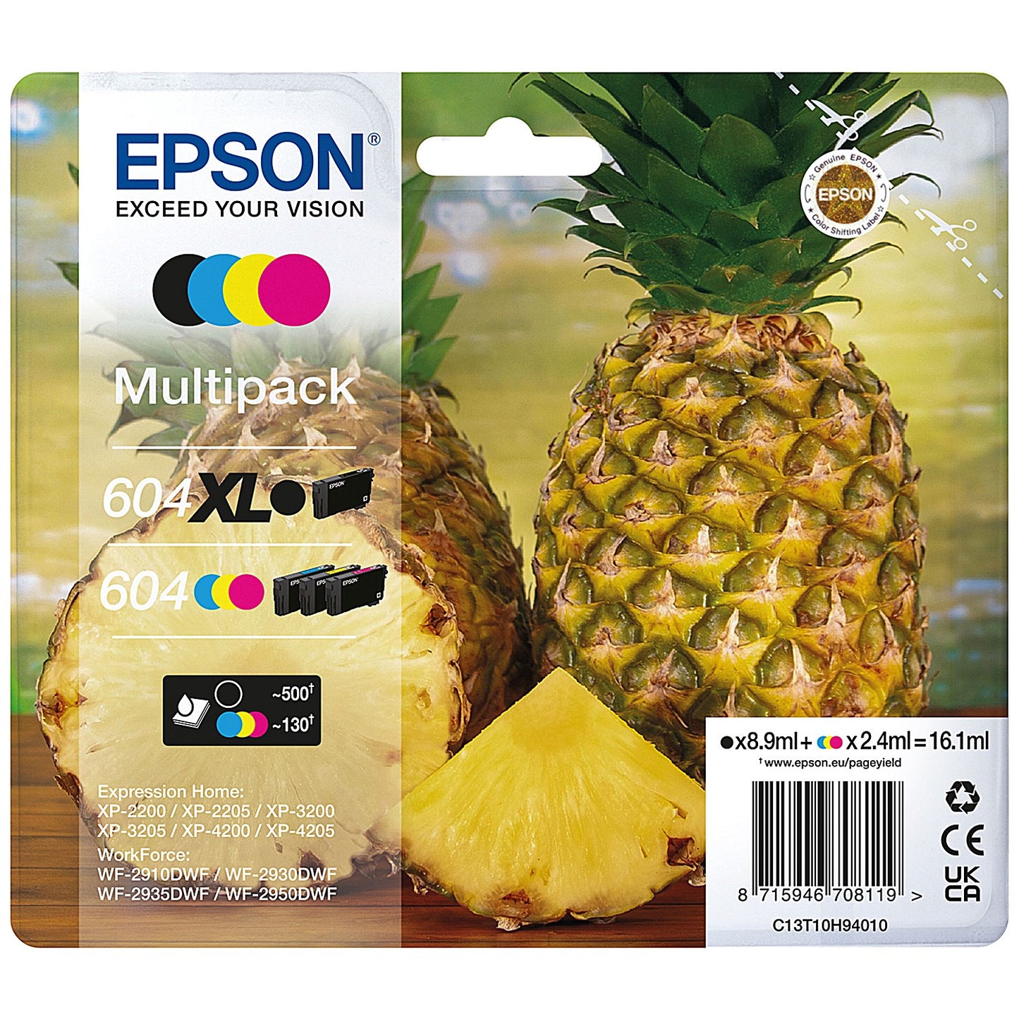 Epson 604XL/604 Pineapple Ink Cartridge High Yield CMYK Multipack C13T10H94010