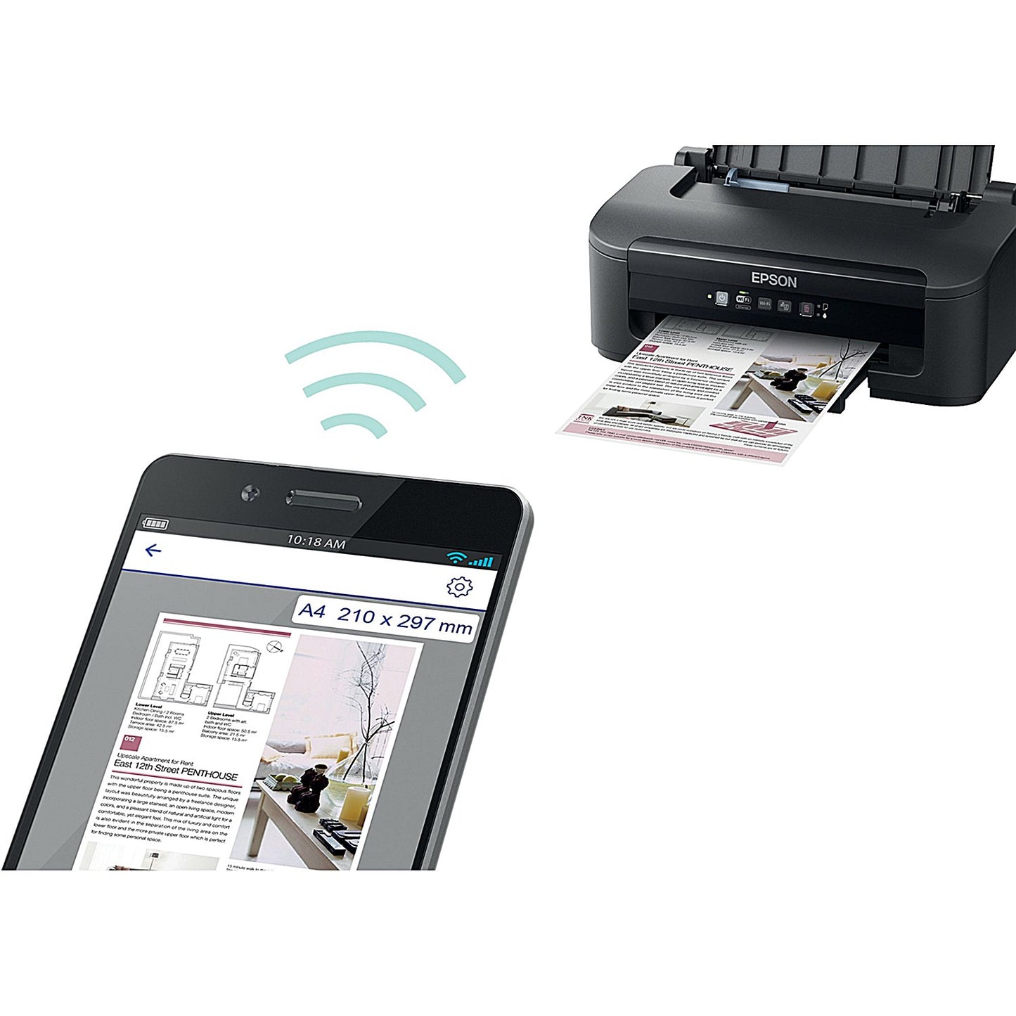 Epson WorkForce WF-2110W A4 Wireless Colour Inkjet Printer, Black