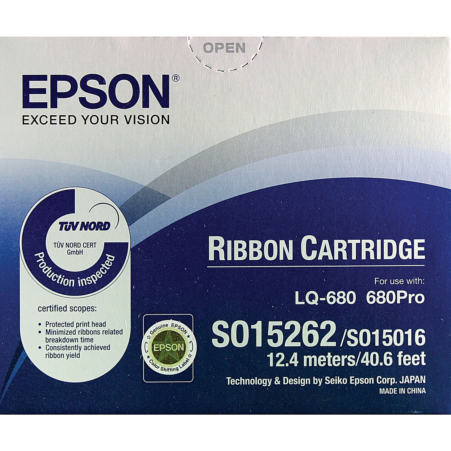 Epson S015262 Black Ribbon Cassette for LQ-670/680/Pro/860/1060/25XX