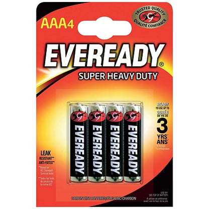 Eveready Super Heavy Duty AAA Carbon Zinc Batteries, Pack of 4