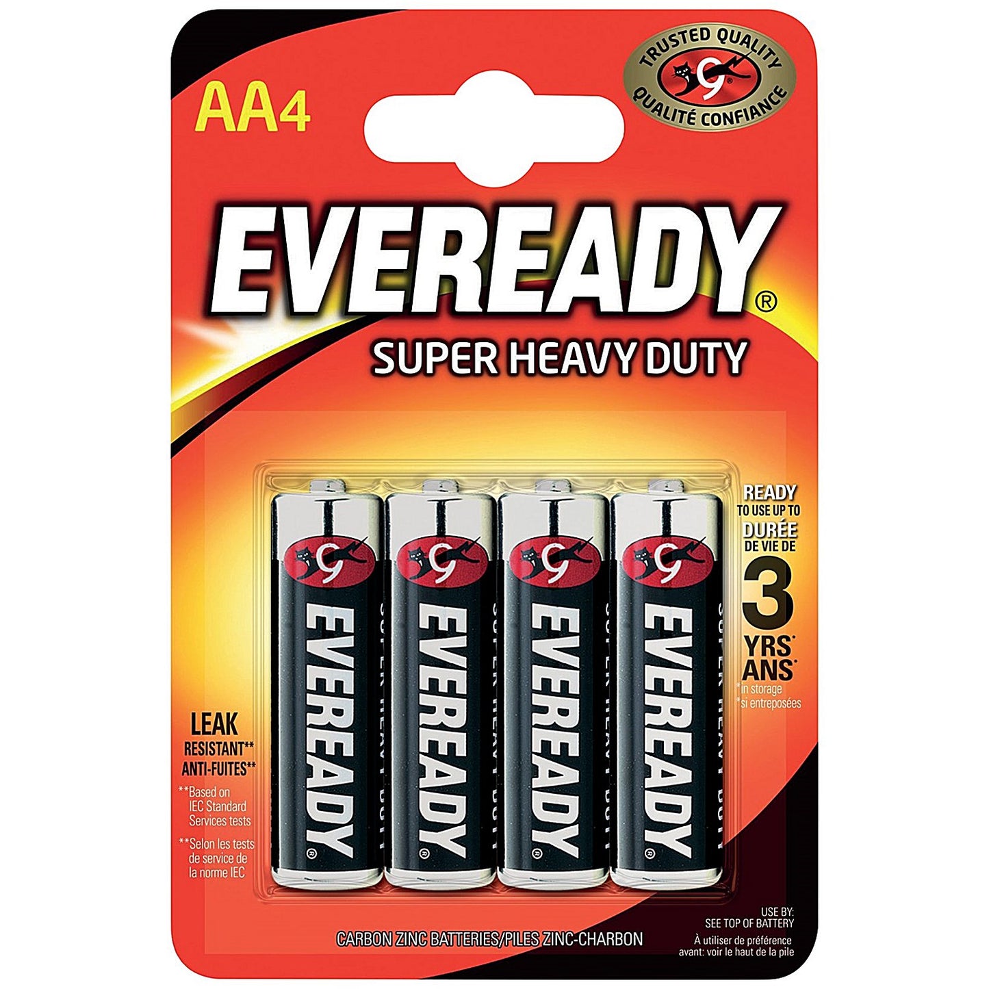 Eveready Super Heavy Duty AA Carbon Zinc Batteries, Pack of 4