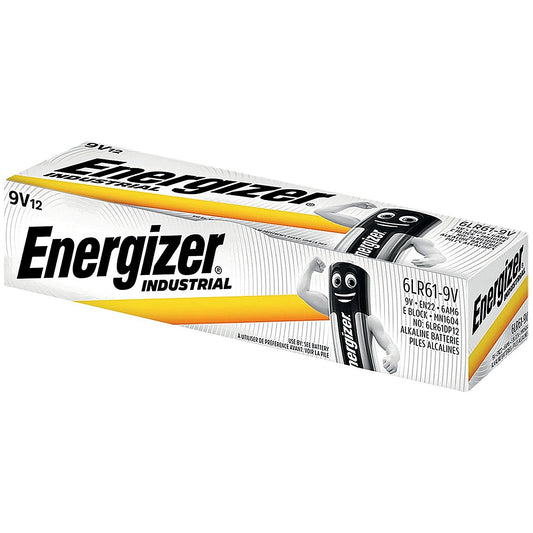 Energizer Industrial 9V Alkaline Batteries, Pack of 12