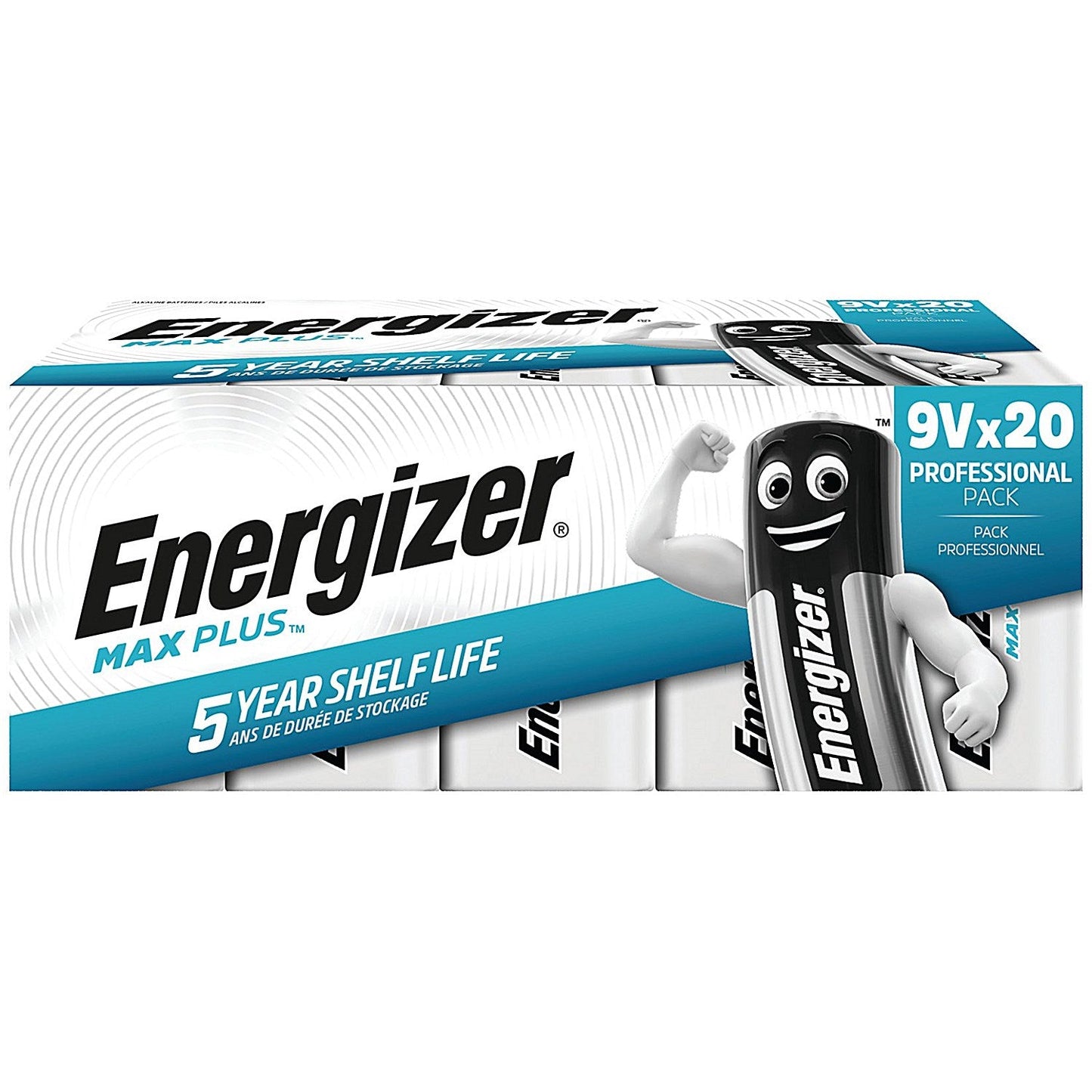 Energizer Max Plus 9V Alkaline Batteries, Pack of 20