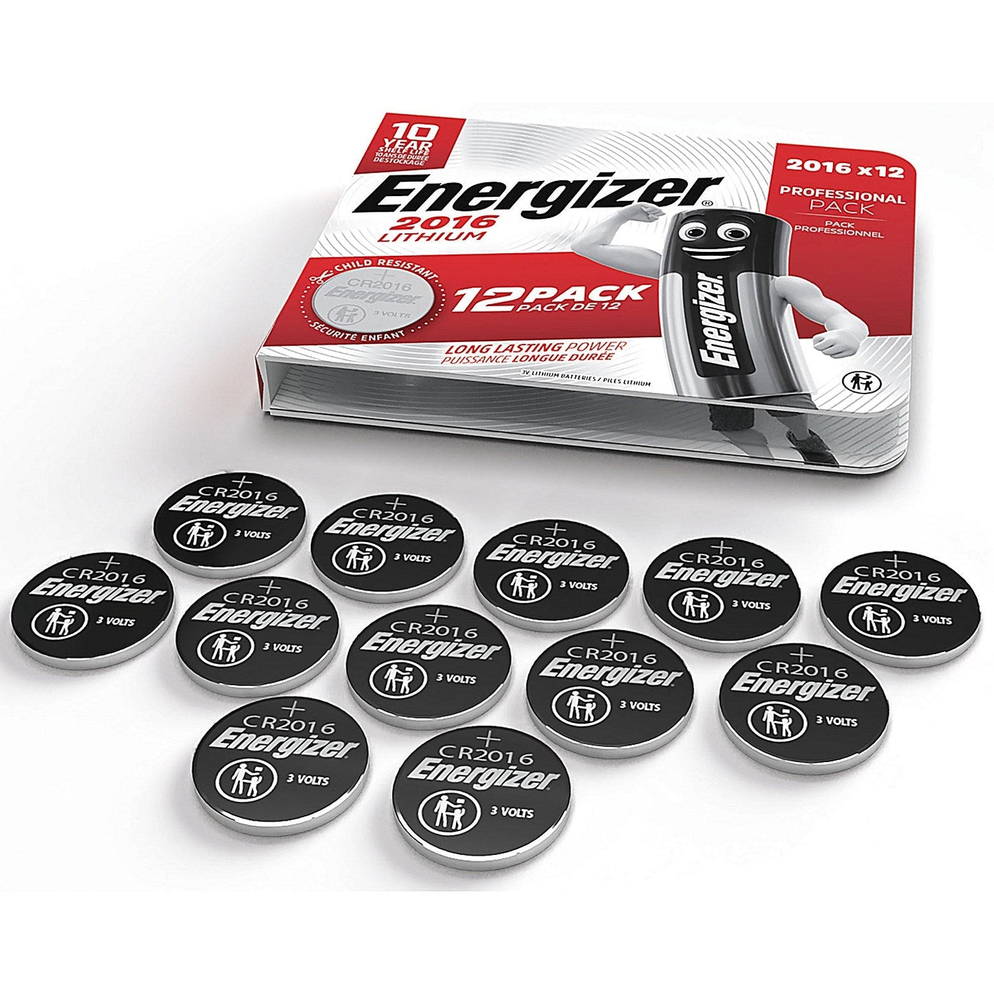 Energizer Lithium CR2016 Coin Cell Battery (Pack of 12)