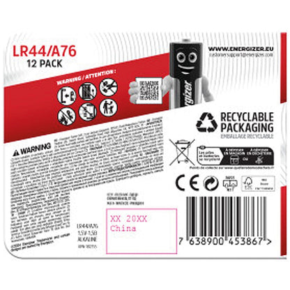 Energizer Alkaline LR44 Coin Cell Battery (Pack of 12) Easy2Order : ER45386