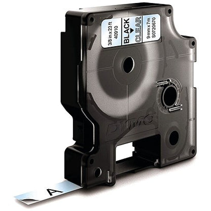 Dymo 40910 D1 Tape, Black on Clear, 9mmx7m