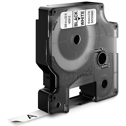 Dymo 40913 D1 Tape, Black on White, 9mmx7m